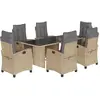 vidaXL Ensemble à manger de jardin coussins 7 pcs mélange beige rotin