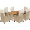 vidaXL Ensemble à manger de jardin et coussins 7 pcs beige poly rotin