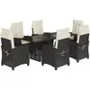vidaXL Ensemble à manger de jardin coussins 7pcs Noir Résine tressée