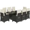 vidaXL Ensemble à manger de jardin 9pcs coussins noir résine tressée