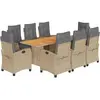 vidaXL Ensemble à manger de jardin et coussins 9 pcs mélange beige