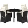 vidaXL Ensemble à manger de jardin coussins 5pcs Noir Résine tressée