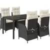 vidaXL Ensemble à manger de jardin coussins 5pcs Noir Résine tressée