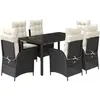 vidaXL Ensemble à manger de jardin coussins 7pcs Noir Résine tressée