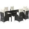 vidaXL Ensemble à manger de jardin coussins 7pcs Noir Résine tressée