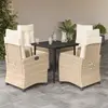 vidaXL Ensemble à manger de jardin avec coussins 5pcs Beige poly rotin