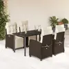 vidaXL Ensemble à manger de jardin 5 pcs et coussins marron poly rotin