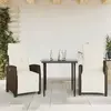 vidaXL Ensemble à manger de jardin 3 pcs et coussins marron poly rotin