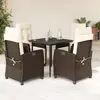 vidaXL Ensemble à manger de jardin 5 pcs et coussins marron poly rotin