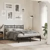 vidaXL Cadre de lit métal avec tête de lit noir 135x190 cm