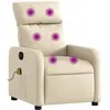 vidaXL Fauteuil de massage inclinable Crème Tissu
