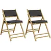 vidaXL Chaises de bistro pliantes lot de 2 coussins gris foncé bambou