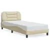 vidaXL Cadre de lit avec tête de lit Crème 90x200 cm Tissu