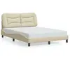 vidaXL Cadre de lit avec tête de lit Crème 140x190 cm Tissu
