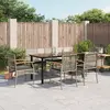 vidaXL Ensemble à manger de jardin et coussins 7 pcs gris rotin