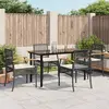 vidaXL Ensemble à manger de jardin coussins 5pcs Noir Résine tressée