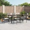 vidaXL Ensemble à manger de jardin coussins 7pcs Noir Résine tressée