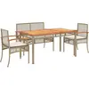 vidaXL Ensemble à manger de jardin coussins 4 pcs beige résine tressée