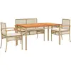 vidaXL Ensemble à manger de jardin avec coussins 5pcs Beige poly rotin