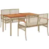 vidaXL Ensemble à manger de jardin et coussins 3 pcs Beige poly rotin