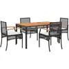 vidaXL Ensemble à manger de jardin coussins 5pcs Noir Résine tressée