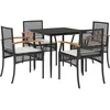 vidaXL Ensemble à manger de jardin coussins 5pcs Noir Résine tressée