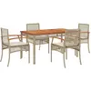 vidaXL Ensemble à manger de jardin avec coussins 5pcs Beige poly rotin