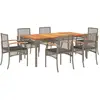 vidaXL Ensemble à manger de jardin et coussins 7 pcs gris rotin