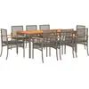 vidaXL Ensemble à manger de jardin 9 pcs coussins gris résine tressée