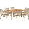 vidaXL Ensemble à manger de jardin et coussins 7 pcs beige poly rotin