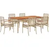 vidaXL Ensemble à manger de jardin et coussins 7 pcs beige poly rotin