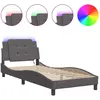 vidaXL Cadre de lit avec lumières LED gris 140x190 cm similicuir