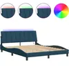 vidaXL Cadre de lit avec lumières LED bleu 200x200 cm velours