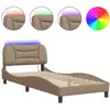 vidaXL Cadre de lit avec lumières LED cappuccino 140x190 cm similicuir