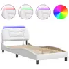 vidaXL Cadre de lit avec lumières LED blanc 90x190 cm similicuir
