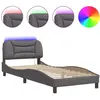 vidaXL Cadre de lit avec lumières LED gris 90x190 cm similicuir