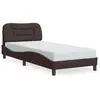 vidaXL Cadre de lit avec lumières LED marron foncé 90x200 cm tissu