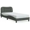 vidaXL Cadre de lit avec lumières LED gris foncé 90x190 cm tissu