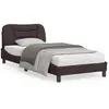 vidaXL Cadre de lit avec lumières LED marron foncé 90x190 cm tissu