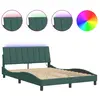 vidaXL Cadre de lit avec lumières LED vert foncé 140x190 cm velours