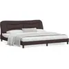 vidaXL Cadre de lit avec lumières LED marron foncé 200x200 cm tissu