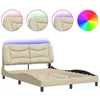 vidaXL Cadre de lit avec lumières LED crème140x190 cm tissu