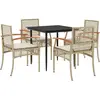 vidaXL Ensemble à manger de jardin avec coussins 5pcs Beige poly rotin