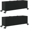 vidaXL Jardinières et roulettes 2 pcs noir 107x32x38 cm résine tressée