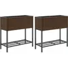 vidaXL Jardinières avec étagère 2 pcs brun 70x28x70 cm résine tressée