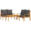 vidaXL Salon de jardin 3 pcs avec coussins bois massif d'acacia