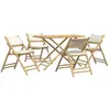 vidaXL Ensemble de bistro pliante 5 pcs et coussins blanc crème bambou