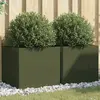 vidaXL Jardinières 2 pcs vert olive 49x47x46 cm acier laminé à froid