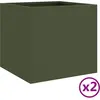 vidaXL Jardinières 2 pcs vert olive 32x30x29 cm acier laminé à froid