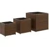 vidaXL Jardinières d'extérieur 3 pcs marron résine tressée